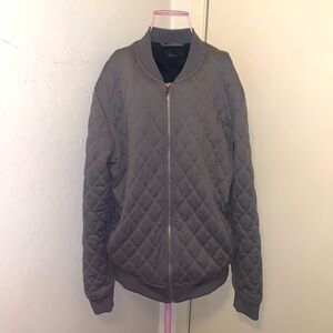 🎁Like New Zara Man Gray Diamond Quilted Bomber Jacket- XL